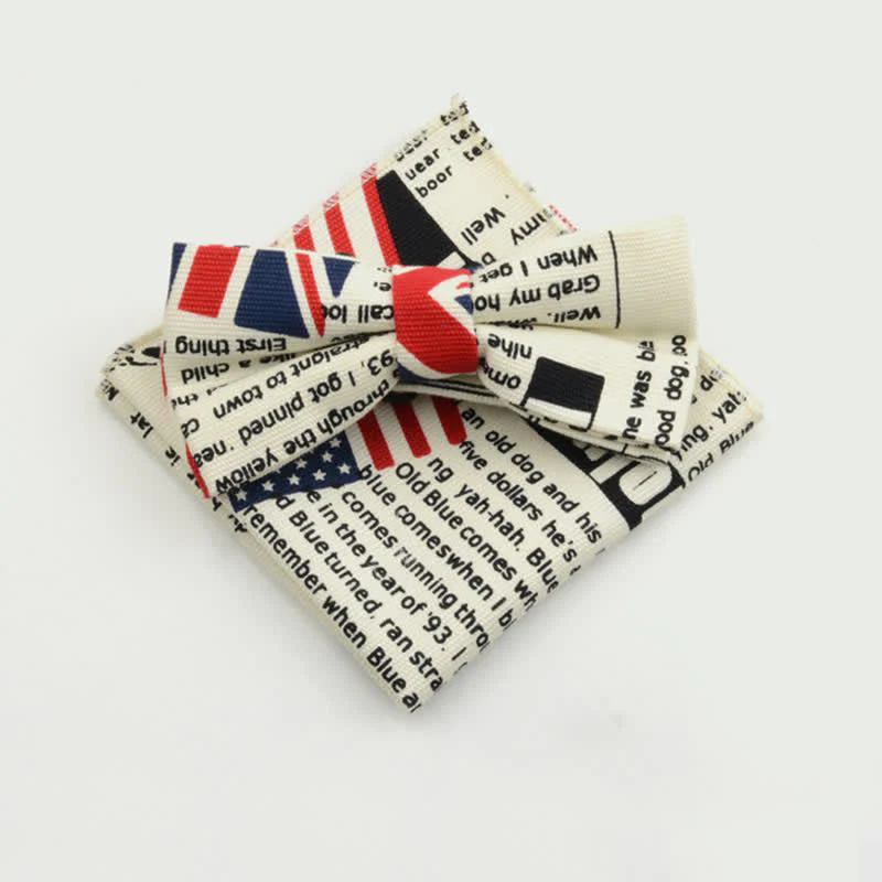 2Pcs Men's Paisley Flower Cotton Handkerchief Bow Tie Set - Image 6