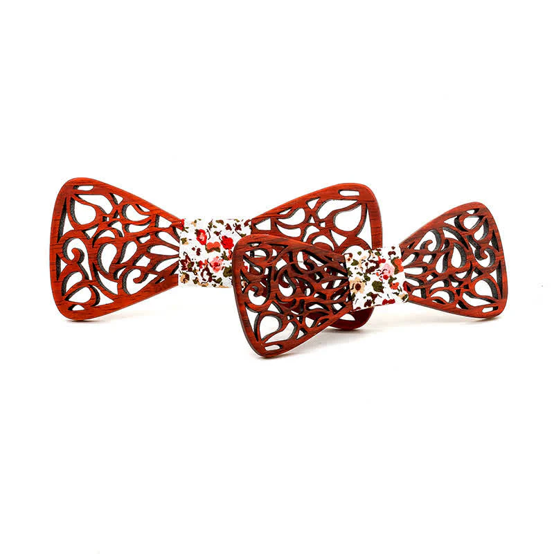 2Pcs Men's Parent-child Hollow Wooden Bow Tie - Image 12