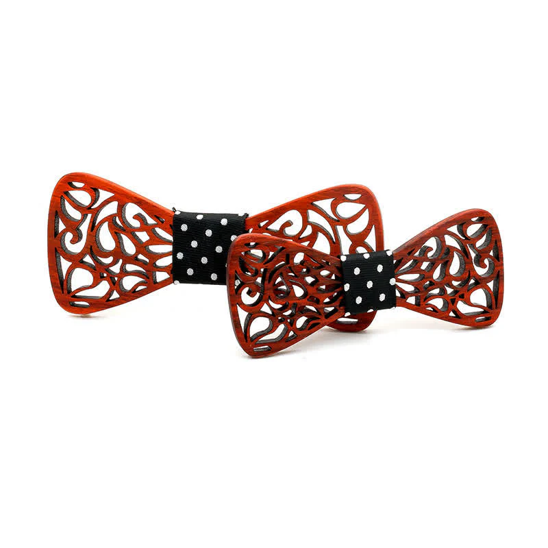 2Pcs Men's Parent-child Hollow Wooden Bow Tie - Image 16