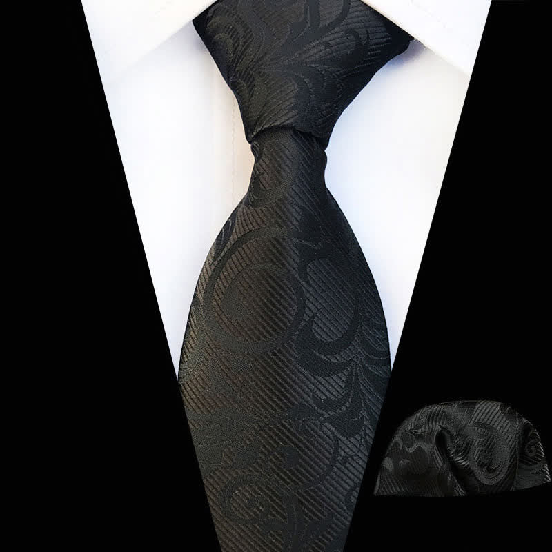2Pcs Men's Plant Swirl Floral Necktie Set - Image 5