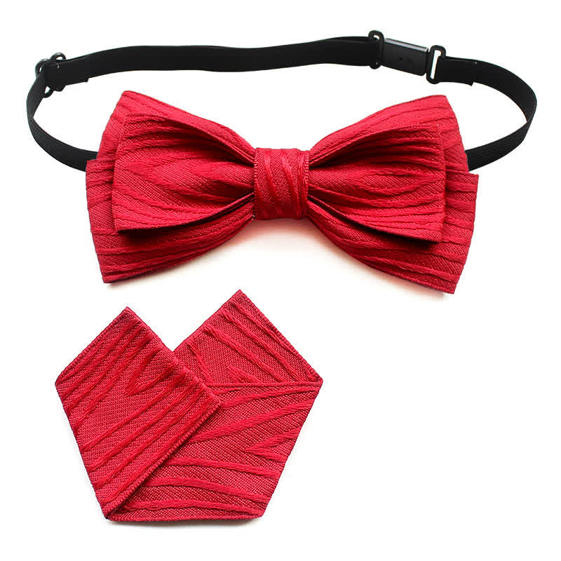 2Pcs Men's Pleated Striped Bow Tie Set - Image 12