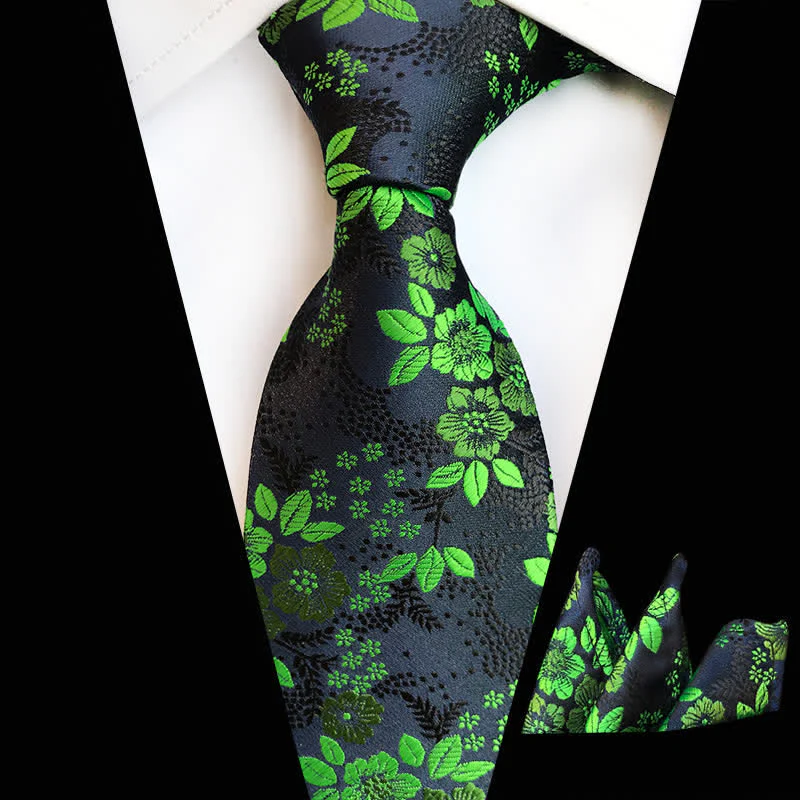 2Pcs Men's Plum Blossoms Floral Necktie Set - Image 15