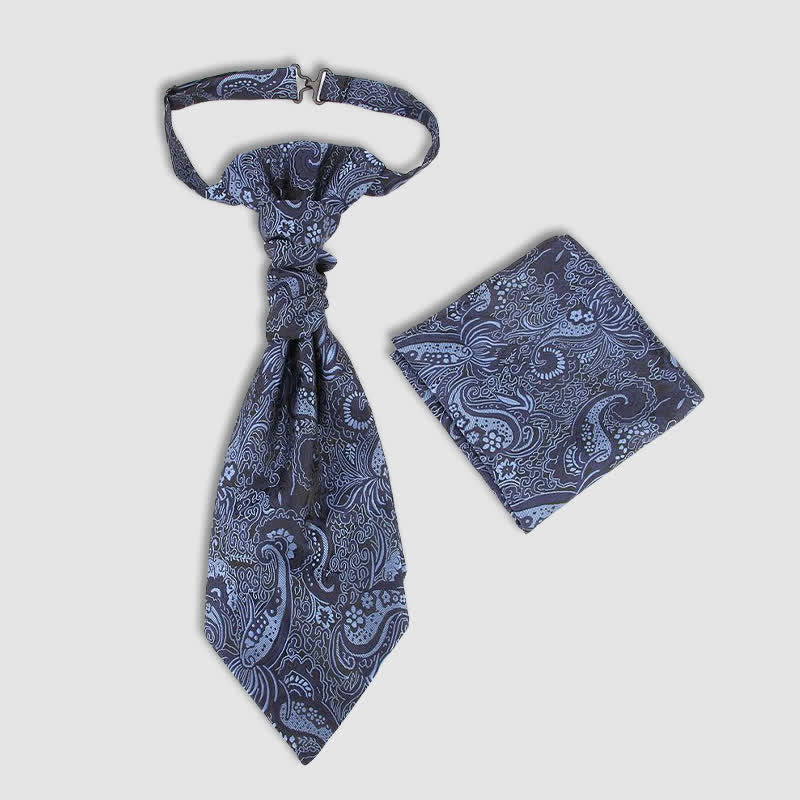 2Pcs Men's Pre-Tied Paisley Wrinkle Knot Necktie Pocket Square - Image 5