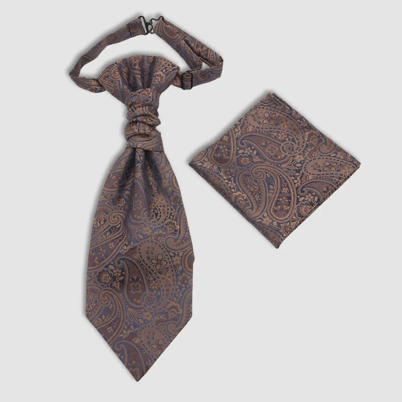 2Pcs Men's Pre-Tied Paisley Wrinkle Knot Necktie Pocket Square - Image 7