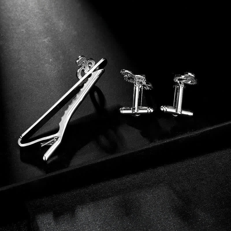 2Pcs Men's Silver Fashion Music Note Tie Clip Cufflinks Set - Image 5
