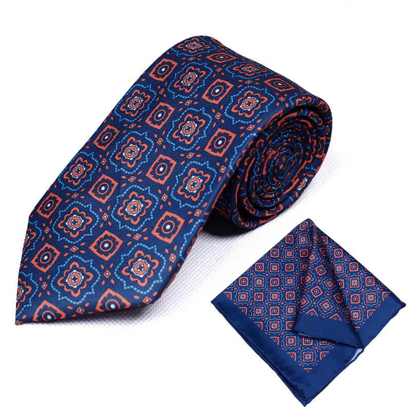 2Pcs Men's Timeless Medallion Prints Necktie Set - Image 2
