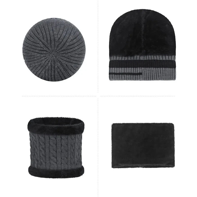 2Pcs Warm Fleece-Lined Gradient Knit Beanie and Neck Gaiter Set - Image 4