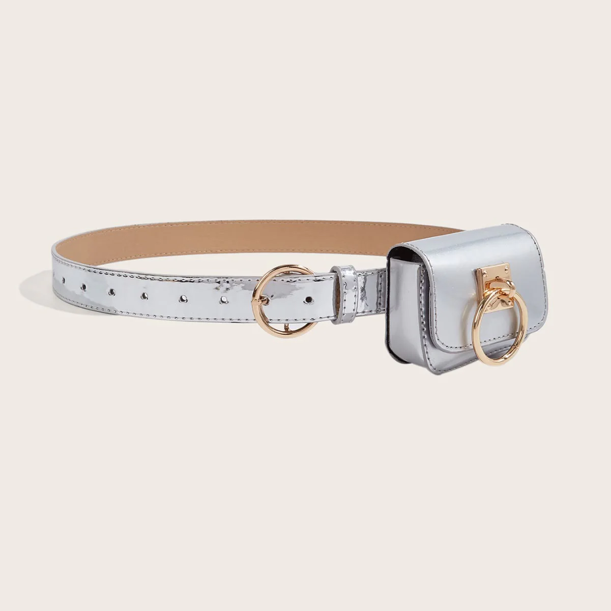 2Pcs Women's Glossy Silver And Gold Statement Belt - Image 2