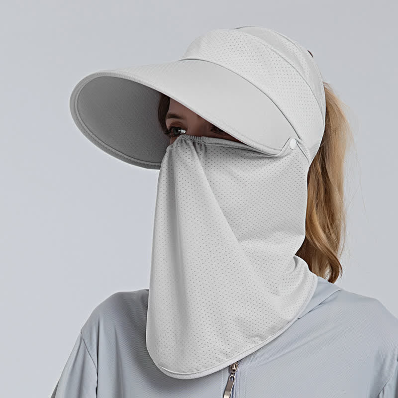 2pcs Women's Ponytail Mesh Sun Visor Cap with Removable Flap - Image 2