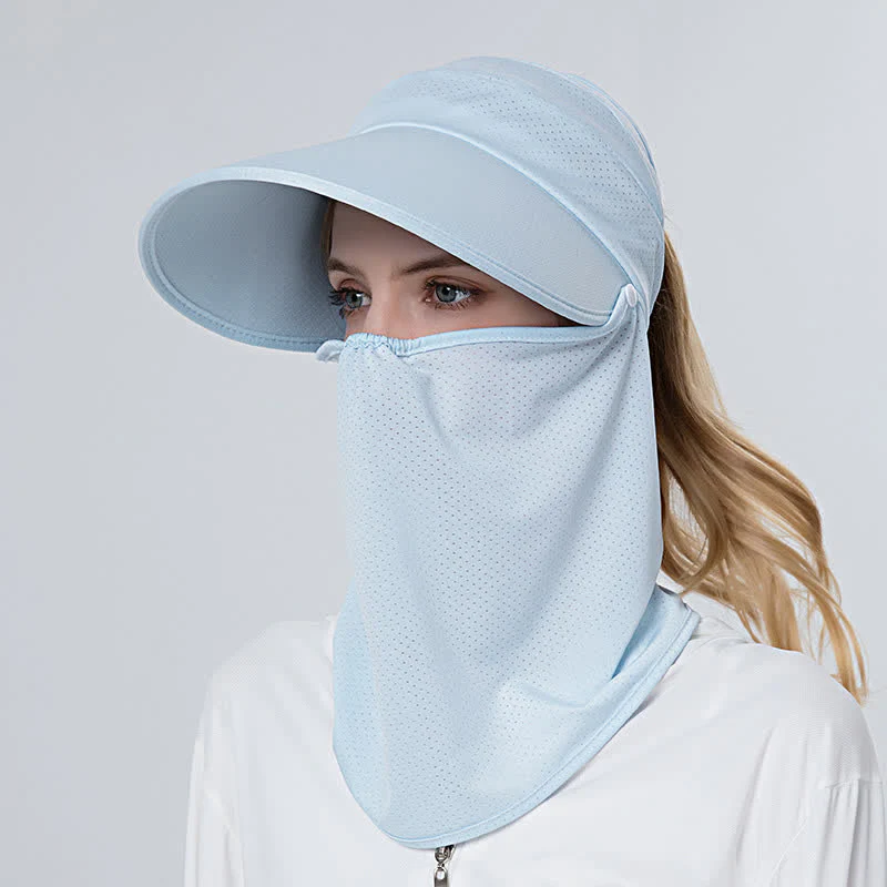 2pcs Women's Ponytail Mesh Sun Visor Cap with Removable Flap - Image 3