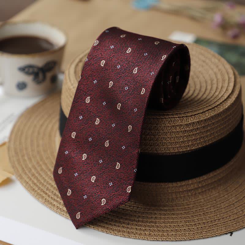 2Ps Men's Vintage Mini Motif Necktie Pocket Square Set - Image 12