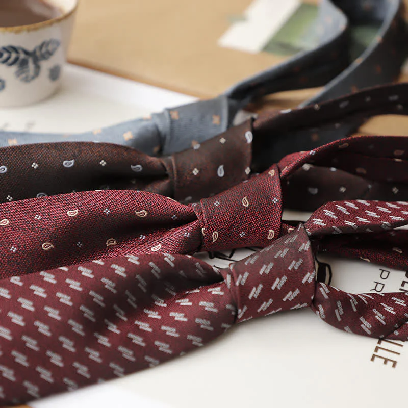 2Ps Men's Vintage Mini Motif Necktie Pocket Square Set - Image 4