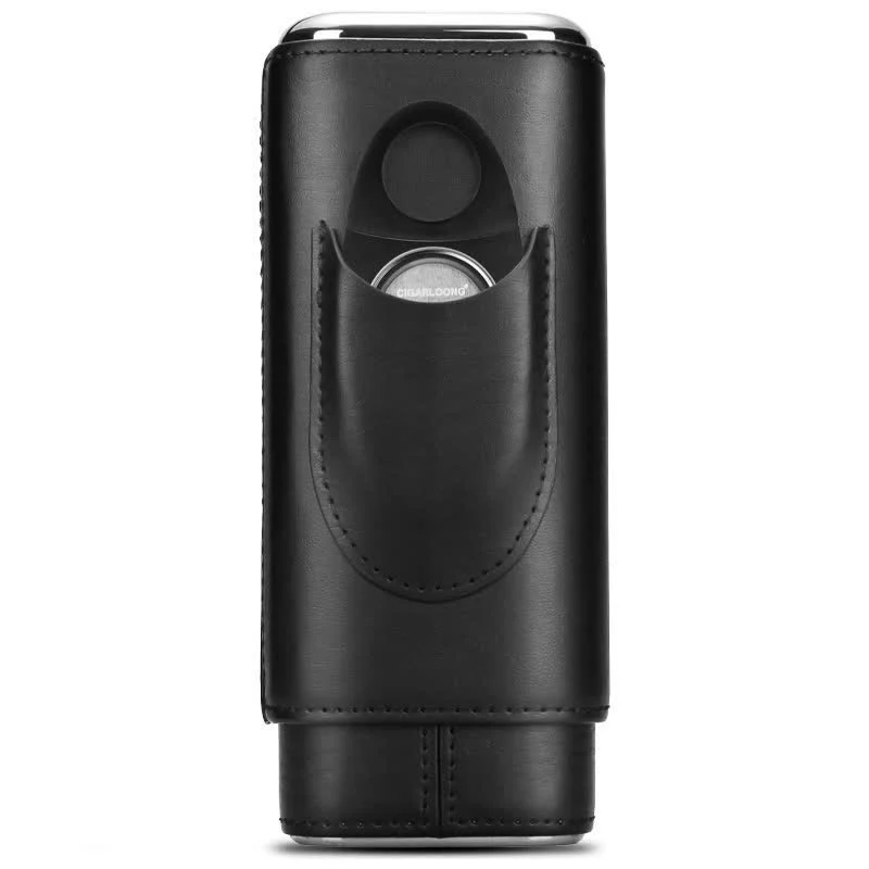 3-Finger Cigar Humidor Leather Case with Cigar Cutter - Image 18