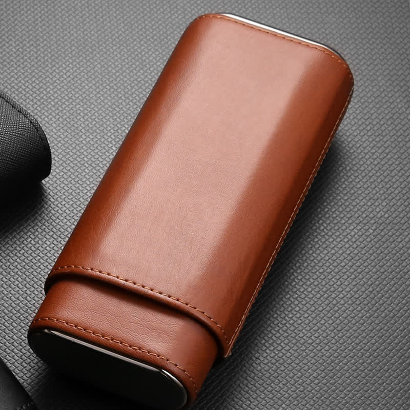 3-Finger Cigar Humidor Leather Case with Cigar Cutter - Image 5