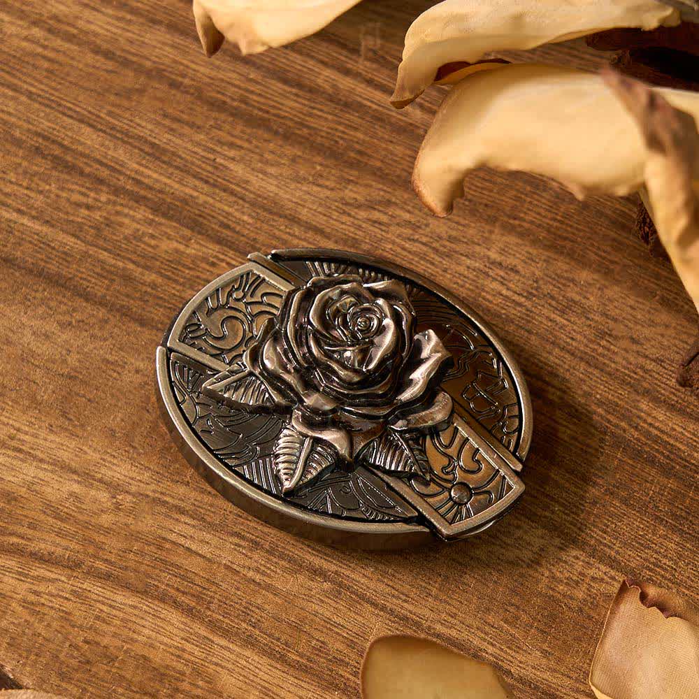 3Pcs DIY Rose & Deers Hidden Folding Knife Belt Buckles Bundle Set - Image 3