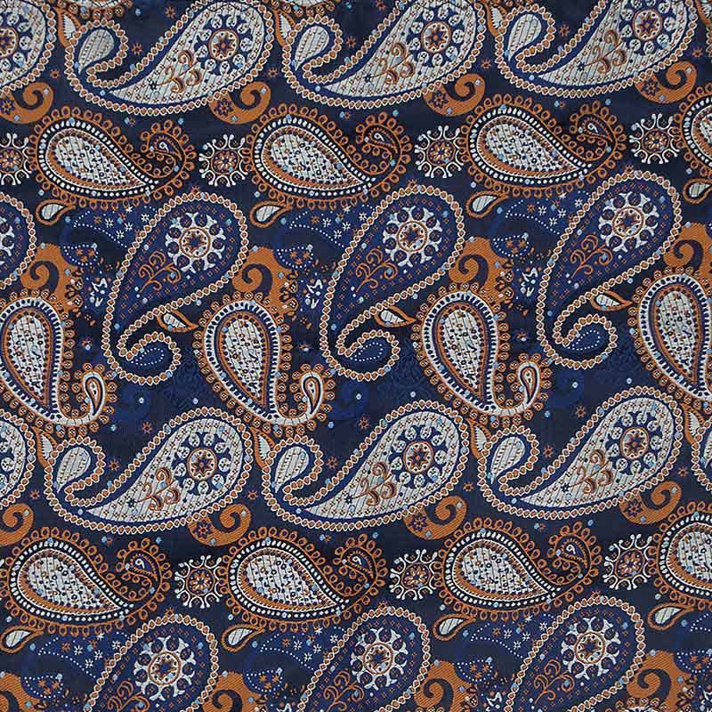 3Pcs Men's Beautiful Blue & Orange Paisley Necktie Set - Image 5