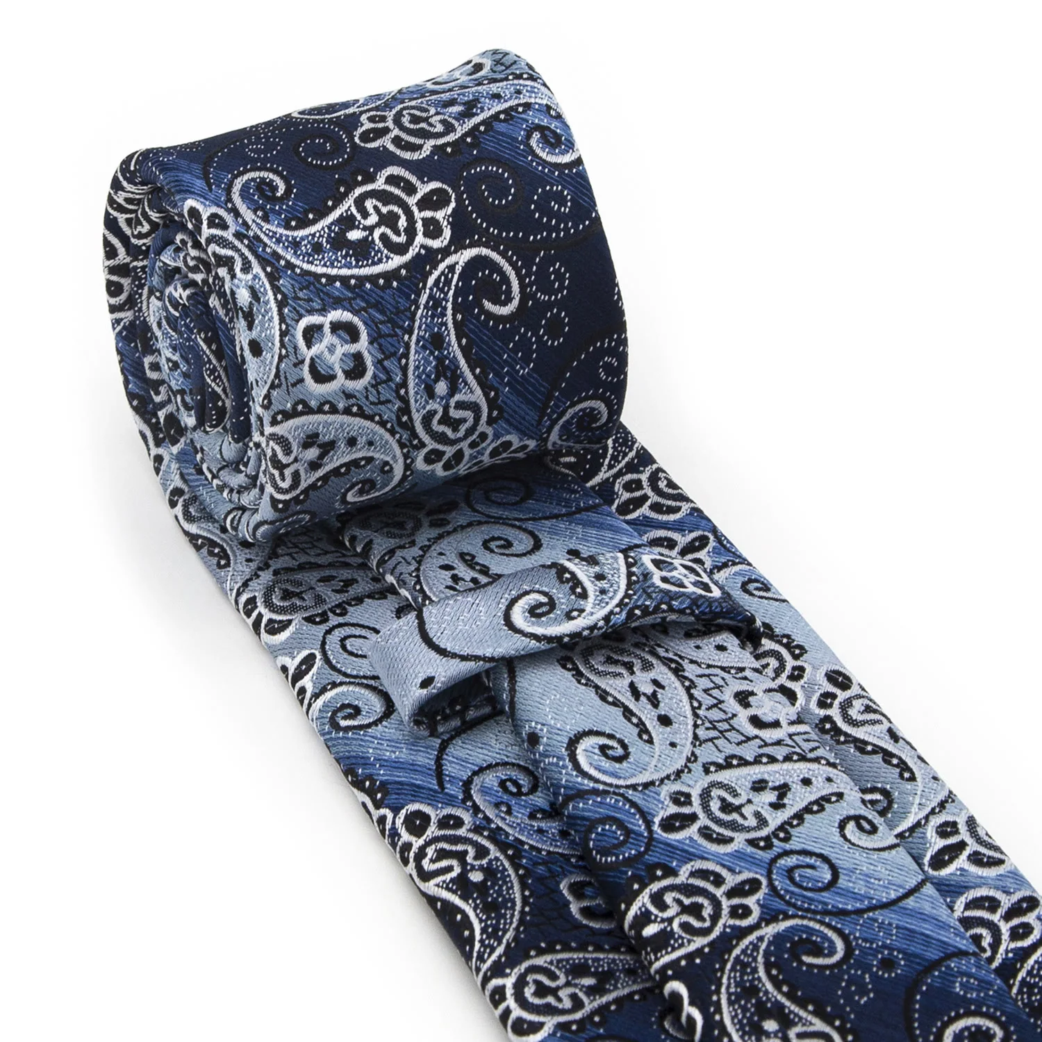 3Pcs Men's Blue Gradient Paisley Pattern Necktie Set - Image 5