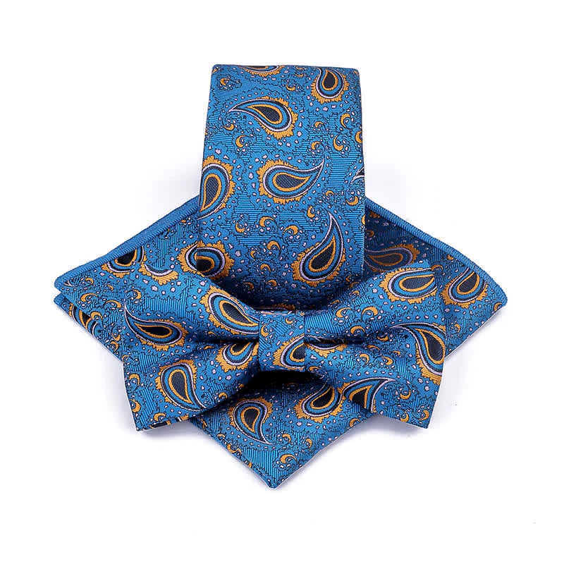 3Pcs Men's Cashew Flower Casual Bow Tie Necktie Set - Image 2