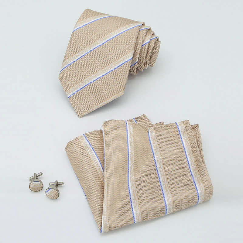 3Pcs Men's Casual Striped Office Accessory Necktie Set - Image 12