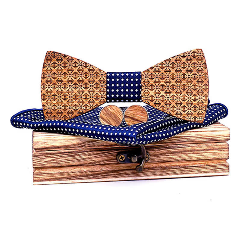 3Pcs Men's Christmas Snowflakes Wooden Bow Tie Set - Image 7