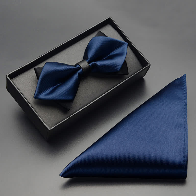 3Pcs Men's Classic Double Layered Pointed Bow Tie Set - Image 8