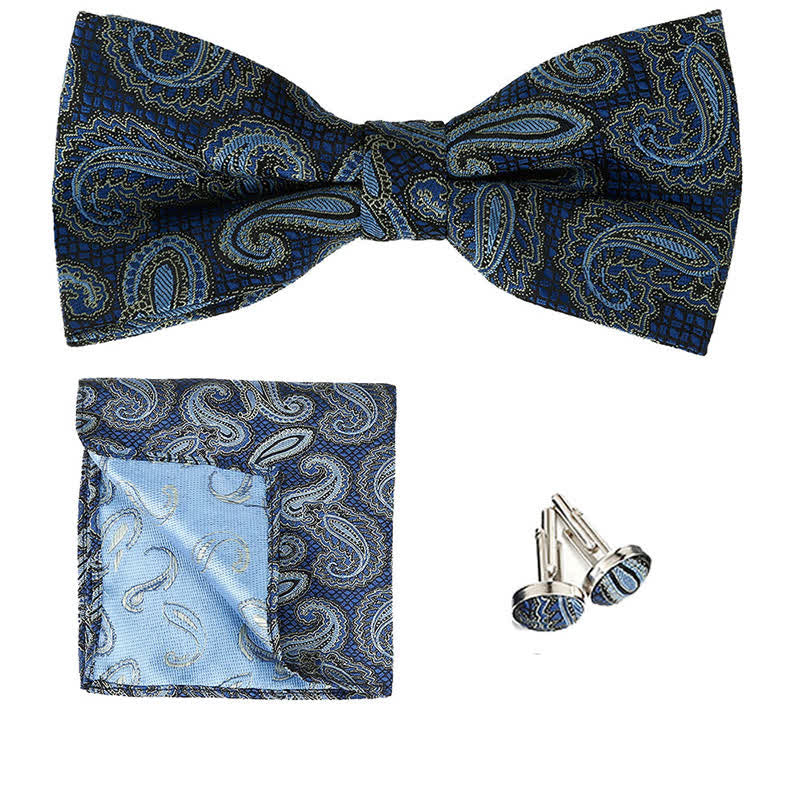 3Pcs Men's Classic Paisley Pocket Square Bow Tie Set - Image 11
