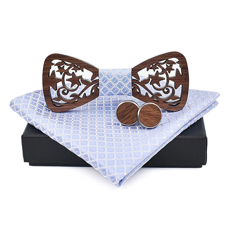 3Pcs Men's Creative Hollow Star Wooden Bow Tie Set - Image 12