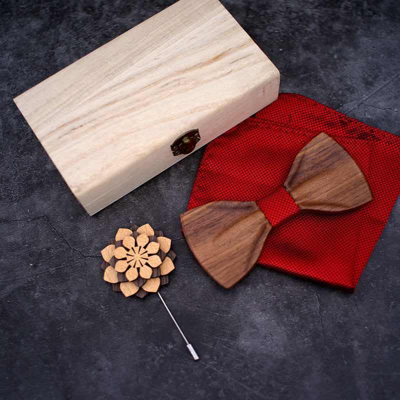 3Pcs Men's Decorative Natural Wooden Bow Tie Set - Image 10