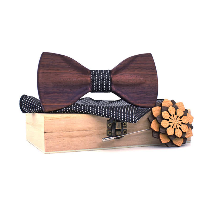 3Pcs Men's Decorative Natural Wooden Bow Tie Set - Image 14
