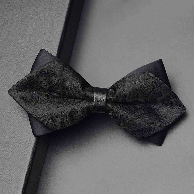 3Pcs Men's Exotic Paisley Double Pointed Bow Tie Set - Image 12
