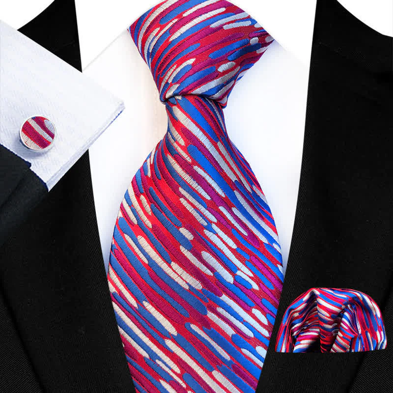 3Pcs Men's Fancy Whirlwind Striped Necktie Set - Image 2