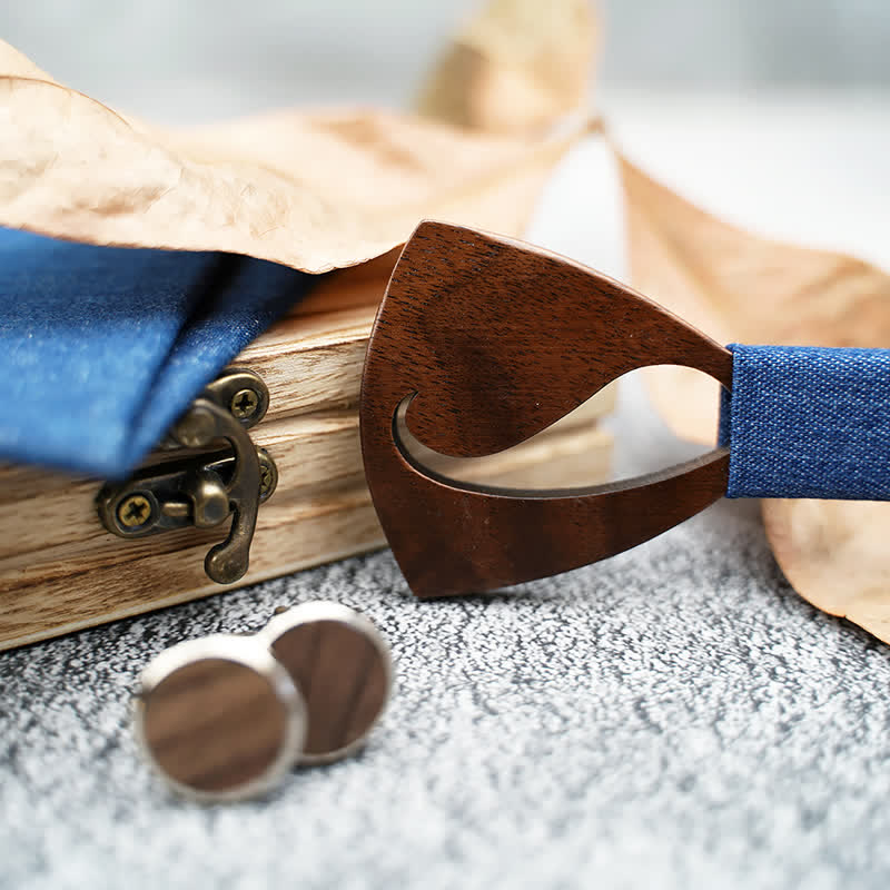 3Pcs Men's Funny Hollow Moustach Wooden Bow Tie Set - Image 5