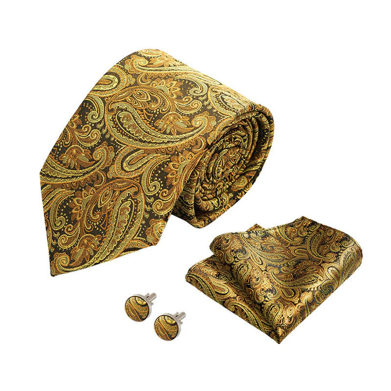 3Pcs Men's Classic Paisley Floral Necktie Set - Image 2