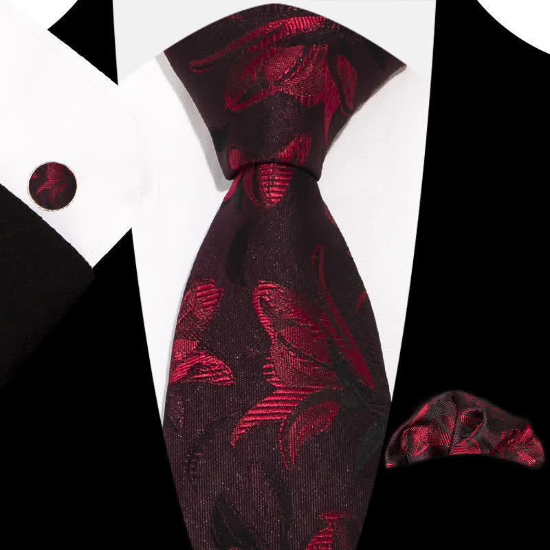 3Pcs Men's Graceful Exquisite Floral Pattern Necktie Set - Image 15