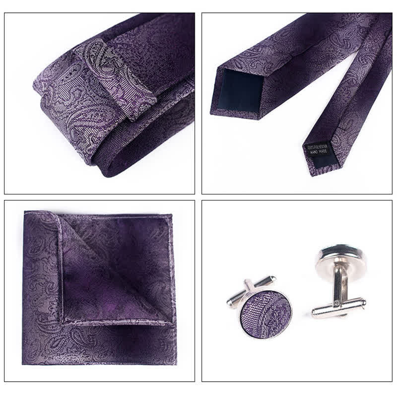 3Pcs Men's Gradient Color Paisley Necktie Set - Image 3