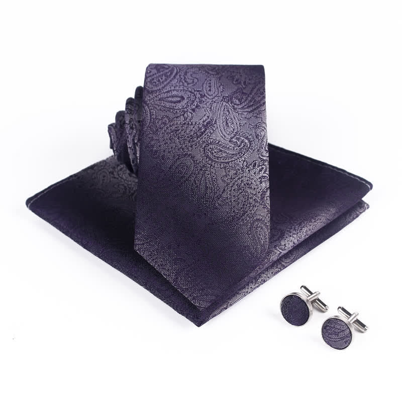 3Pcs Men's Gradient Color Paisley Necktie Set - Image 6