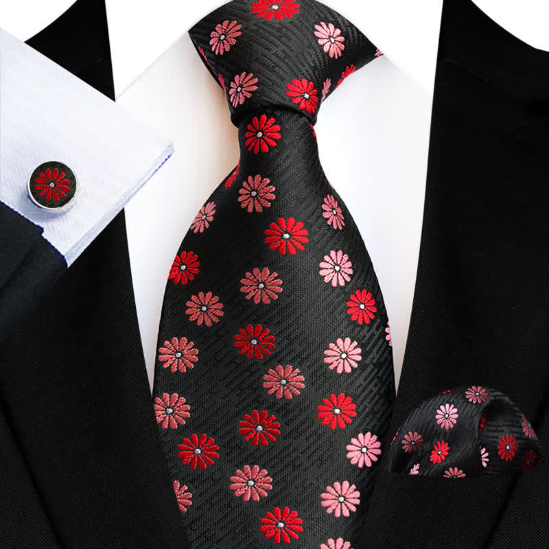 3Pcs Men's Little Daisy Floral Necktie Set - Image 2