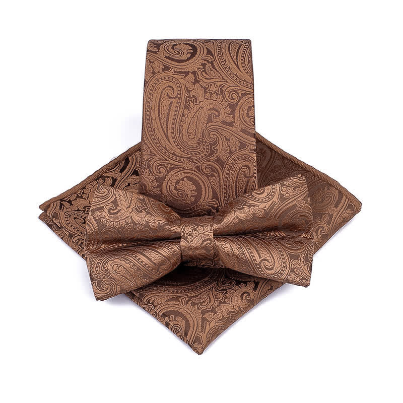 3Pcs Men's Paisley Ceremony Groom Bow Tie Necktie Set - Image 2