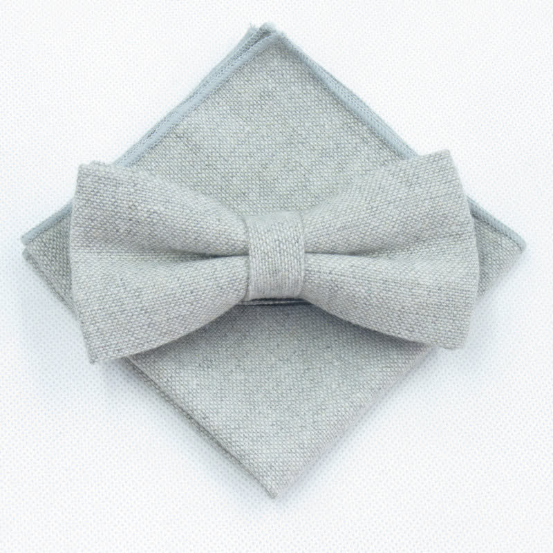 3Pcs Men's Solid Color Imitation Wool Bow Tie Necktie Set - Image 13