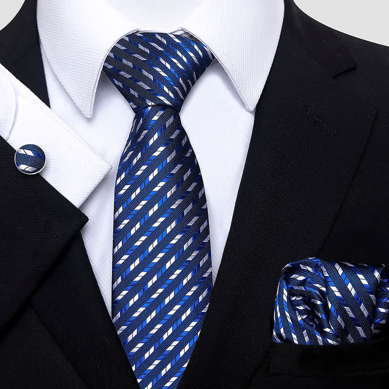 3Pcs Men's Striped with Geometry Necktie Set - Image 3