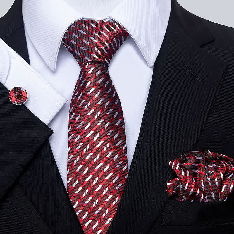 3Pcs Men's Striped with Geometry Necktie Set - Image 4