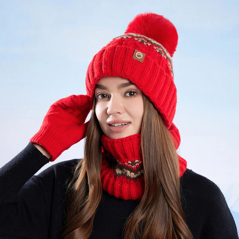 3Pcs Minimalist Style Hat Neck Gaiter Gloves Set - Image 12