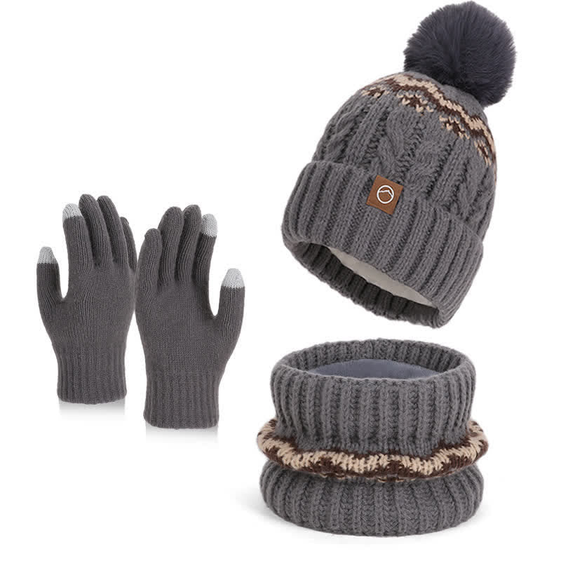 3Pcs Minimalist Style Hat Neck Gaiter Gloves Set - Image 9