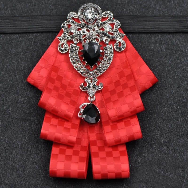 3Pcs Plaid Black Rhinestone Bow Tie Set - Image 19