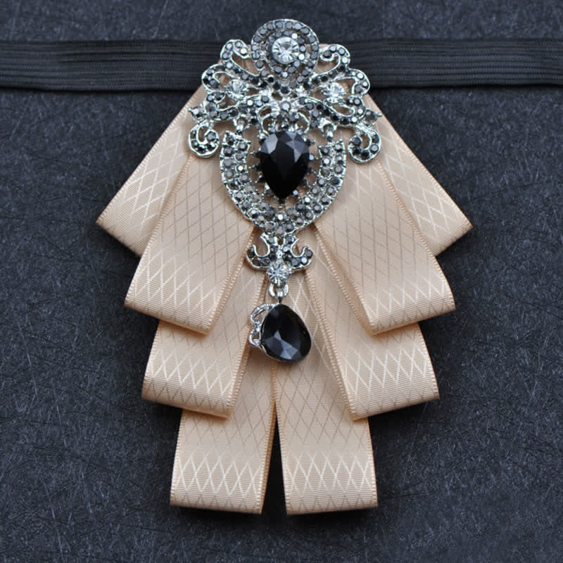 3Pcs Plaid Black Rhinestone Bow Tie Set - Image 3