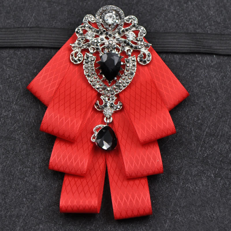 3Pcs Plaid Black Rhinestone Bow Tie Set - Image 7