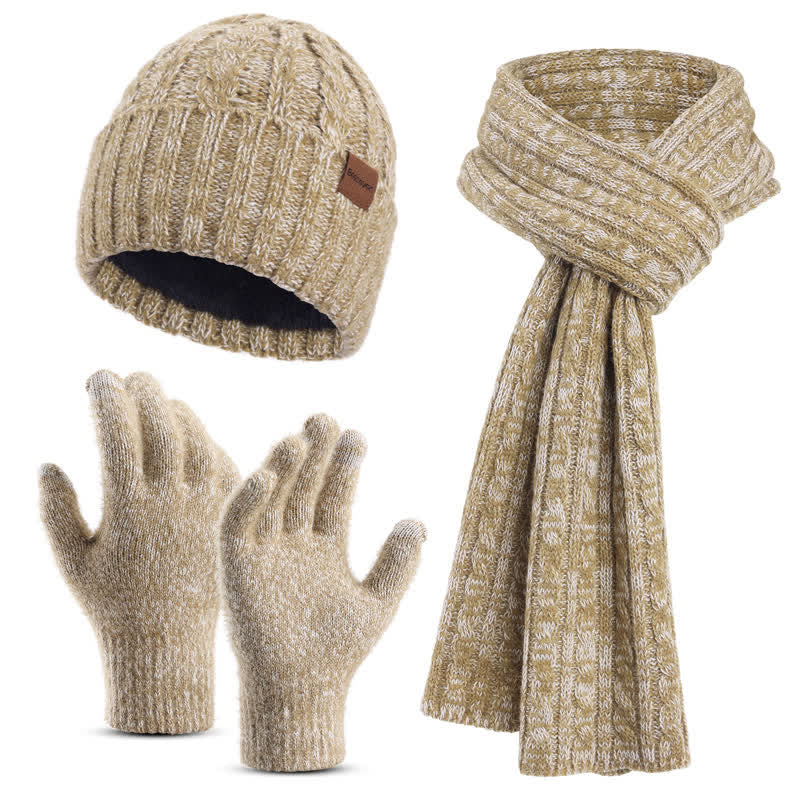 3Pcs Unisex Stylish Hat Long Scarf Touch Screen Gloves Set - Image 13