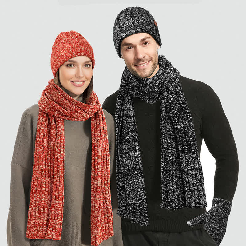 3Pcs Unisex Stylish Hat Long Scarf Touch Screen Gloves Set - Image 3