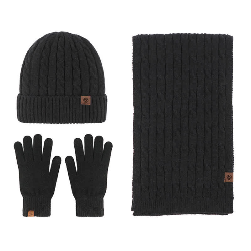 3Pcs Unisex Warm Hat Scarf Gloves Set - Image 16