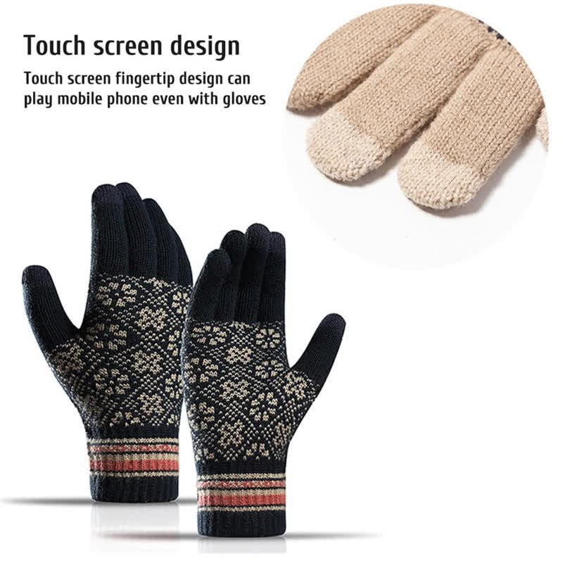 3Pcs Unisex Snowflake Hat Scarf Touchscreen Gloves Set - Image 10